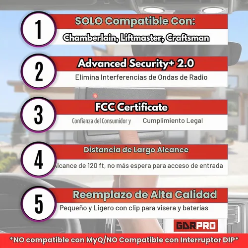 Vista 2 de 1x Control remoto de repuesto para abridor de puerta de garaje Liftmaster 371LM (2005-Actual) Botón Morado - Security+ 315 MHz One