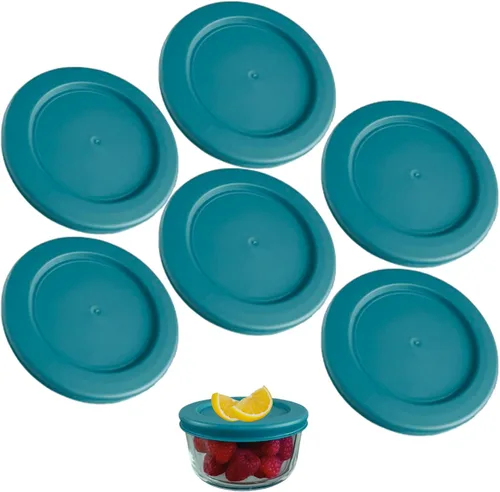 Vista 17 de KlareWare Tapas de repuesto para 2 tazas, tapas de plástico sin BPA para Pyrex 7200, Anchor Hocking (paquete de 4, azul) - Contenedores no incluidos