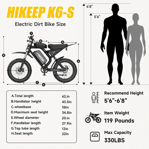 Vista 4 de HiKeep Bicicleta eléctrica para adultos – Peak 3000W, 52V 40Ah Fat Tire E-Bike con neumáticos de 20 x 4.0, suspensión completa, frenos hidráulicos