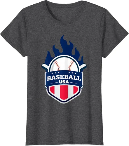 Vista 6 de Baseball USA Support the Team Shirt - Camiseta con la bandera de Estados Unidos, Blanco, S