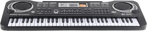 Vista 5 de Piano de teclado electrónico, piano digital eléctrico portátil de 61 teclas con micrófono, cable USB, cargador de enchufe de EE. UU., teclado