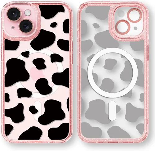 Vista 90 de Compatible para iPhone 13 Funda Bonita Estética - Funda para Teléfono Rosa con Purpurina con Protector de Cámara - Diseño de Cubierta