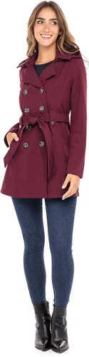 Vista 2 de Sebby Collection - Gabardina resistente con revestimiento suave, impermeable, para mujer con capucha desmontable.