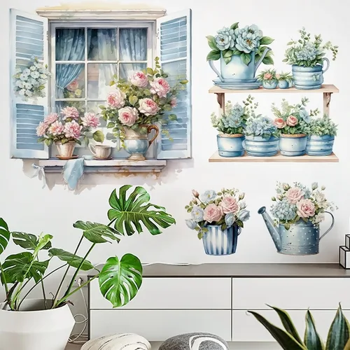 Vista 21 de Arawat 2 Juego de Calcomanías de Diente de León para Pared Pelar y Pegar Calcomanías de Pared de Diente de León Azul Adhesivos de Pared Florales