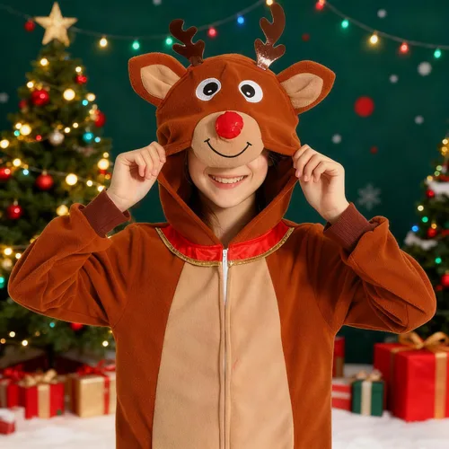 Vista 25 de Wizland Disfraz de animal para niños, leopardo, vaca, mono, reno, gato negro, dálmata, muñeco de nieve, mono de Papá Noel