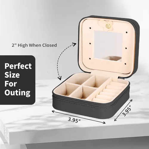 Vista 3 de Mini joyero de viaje, pequeñas cajas organizadoras de joyas, cajas portátiles de almacenamiento de regalos para anillos, colgantes, aretes