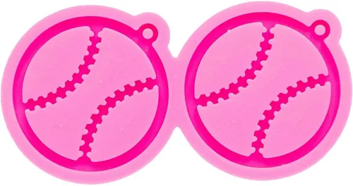 Vista 4 de Juego de 2 moldes de silicona para llavero de béisbol redondo creativo con agujero para manualidades, llavero, aretes, collar, colgante de joyería