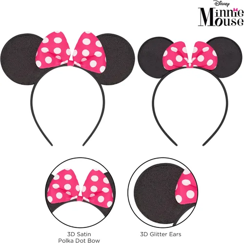 Vista 3 de Disney Minnie Mouse Ears Adult Set of 2 Headbands for Mommy and Me Matching for Adult and Little Girl