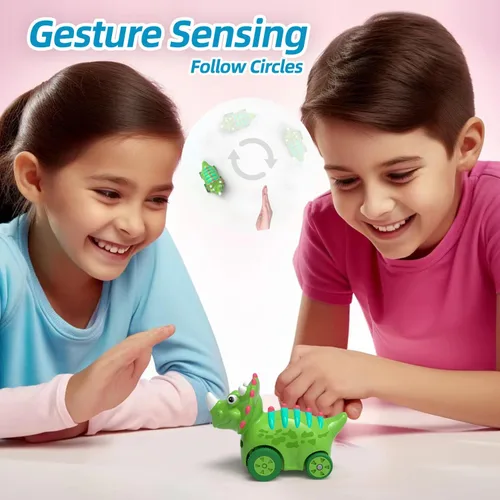 Vista 2 de Winyea Tag Coche de juguete interactivo de dinosaurio, auto electrónico de dinosaurio con pelota de seguimiento inteligente y control de gestos