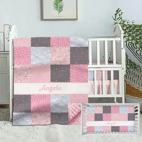 Vista 8 de Wild Animals - Juego de ropa de cama personalizado para cuna de bebé, juego de 2 piezas, edredón con nombre y sábanas bajeras animales salvajes