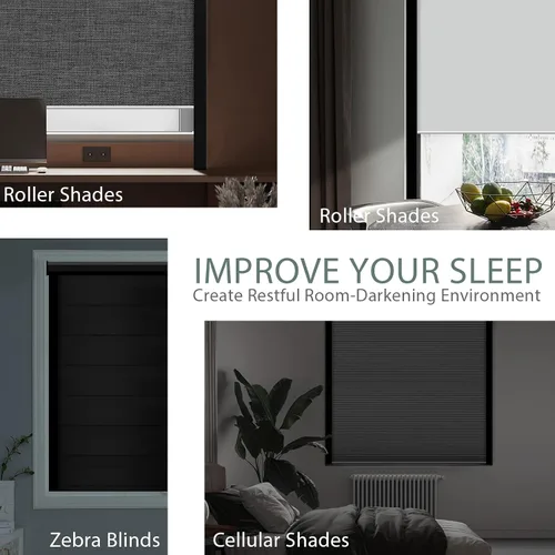 Vista 5 de Yoolax Roller Accessories Bloqueadores de luz Versión ampliada (negro) 100% Blackout, Plastic Light Blockers for Roller Shades, Zebra Blinds
