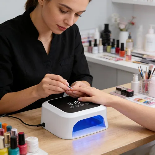 Vista 7 de Lámpara de uñas LED UV con base reflectante desmontable, pantalla LCD grande de 36 cuentas, sensor automático y 4 ajustes de temporizador, luces