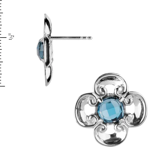 Vista 3 de Carolyn Pollack Pendientes de plata de ley con piedra natal de amatista morada o topacio azul
