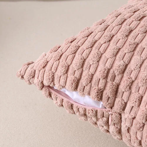 Vista 3 de Fancy Homi - Juego de 2 fundas de almohada decorativas de color rosa polvoriento de 30.5 x 30.5 cm con pompones para sofá cama, decoración moderna