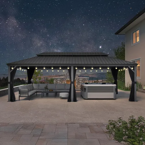 Vista 51 de PURPLE LEAF - Gazebo para exteriores de 10 x 12 pies, con sistema de drenaje