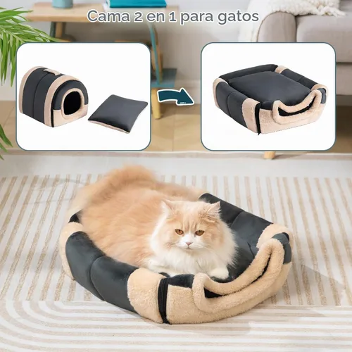 Vista 6 de Hollypet Cueva de cama para gatos de interior para mascotas de hasta 20 Cueva Arqueada Gris Oscuro