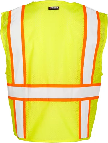 Vista 4 de Kishigo Men's High Visibility Reflective Solid Front with Mesh Back Vest