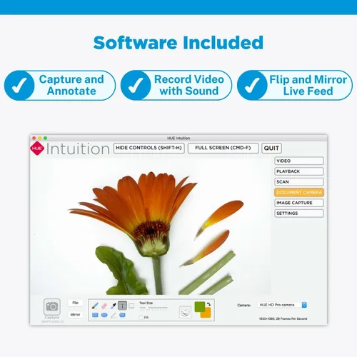 Vista 6 de HUE Cámara de documentos HD Pro flexible USB 11x17 y visualizador de aula para profesores: micrófono/luces integradas, Windows, macOS