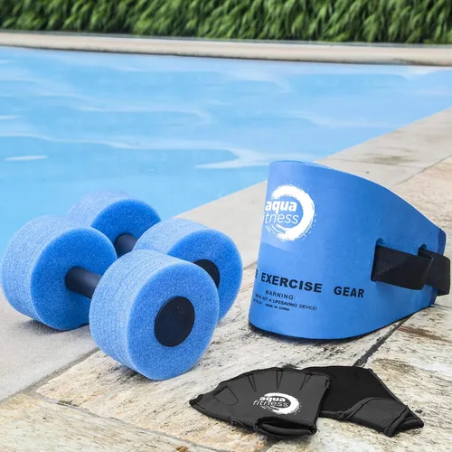 Vista 5 de Aqua - Juego de ejercicios acuáticos de 6 piezas, equipo de ejercicio para aeróbicos acuáticos y otros ejercicios de piscina, incluye cinturón