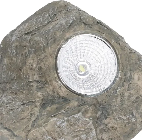 Vista 6 de Oculta una llave exterior impermeable falsa para llaves de roca, adorno de roca falsa de resina con luz LED, caja de bloqueo de almacenamiento