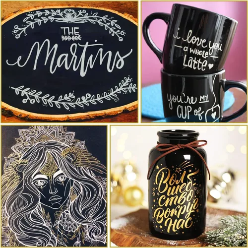 Vista 6 de EBOT Rotuladores metálicos, dorados, oro rosa y plateado, marcadores permanentes metálicos para ilustración de artistas, manualidades, tarjetas