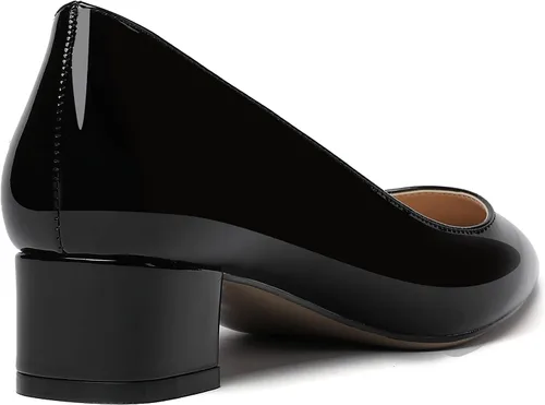 Vista 5 de WAYDERNS Zapatos de vestir de negocios de tacón bajo y grueso con puntera puntiaguda para mujer, de patente, de 1.5 pulgadas
