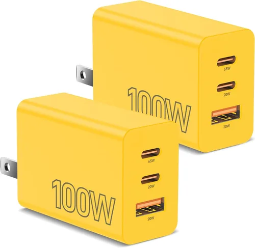 Vista 11 de Paquete de 2 bloques de cargador USB C de 100 W, adaptador de pared de Negro