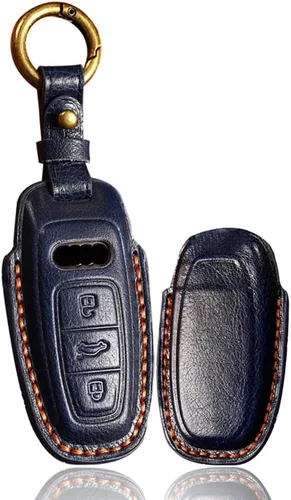 Vista 17 de ontto Funda de cuero para llave de entrada sin llave con protección completa, compatible con Audi A4 Q7 Q5 TT A3 A6 negro (tipo A)