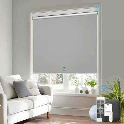 Vista 7 de Persianas enrollables opacas motorizadas inteligentes con control remoto y panel solar, persianas eléctricas inalámbricas, USB-C recargable Negro