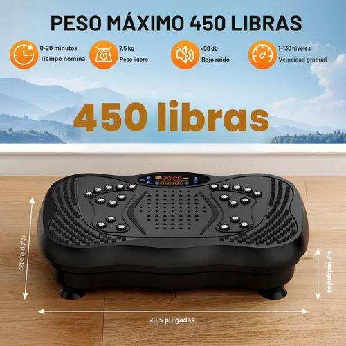 Vista 7 de Vibration Plate Exercise Machine, 130 Levels Full Body Workout Vibrating Plate for Lymphatic Drainage Weight Loss, 450 Lbs Capacity Shake Platform
