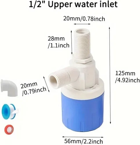 Vista 6 de Válvula de flotador de control de nivel de agua completamente automática, cierre Mini, no requiere electricidad, controlador para tanques y torres 5