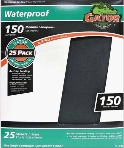 Vista 6 de Gator Hojas de lijado impermeables de 9 x 11 pulgadas, grano 320, paquete de 25