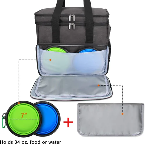 Vista 3 de Teamoy Bolsa de viaje para perros de 2 capas, suministros para mascotas Negro