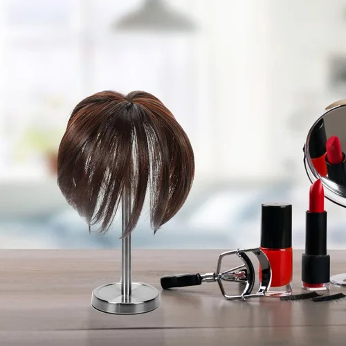 Vista 4 de Flequillos para el cabello, mini pinzas para el cabello, toppers invisibles de cabello humano con flequillo, clip en la parte superior, pelucas