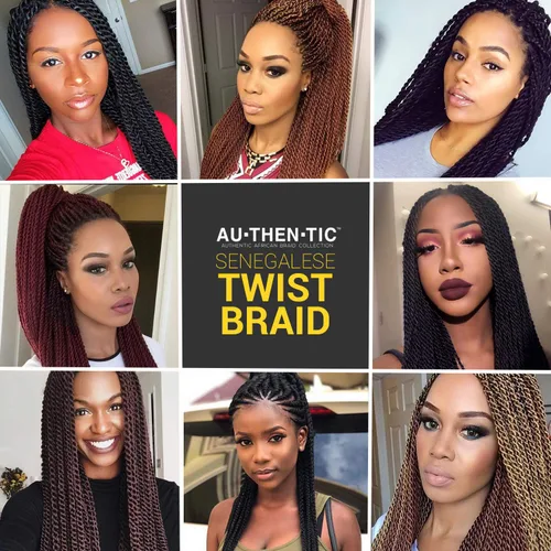 Vista 6 de AU-THEN-TIC Cabello senegalés con trenzas de ganchillo de 22 pulgadas, paquete de 2 paquetes de 40 mechones por paquete, extensiones de cabello