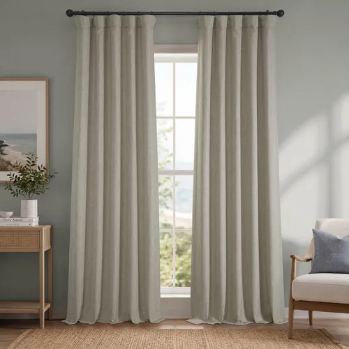 Vista 85 de HPD Half Price Drapes - Cortinas de lino sintético para sala de estar (2 paneles) - 100 pulgadas de ancho x 84 pulgadas de largo - Cortinas