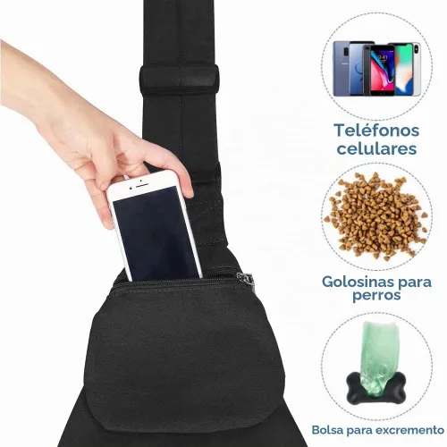 Vista 4 de Lukovee Correa para Mascotas, Correa para Perros Sin Manos, Correa Ajustable con Correa Acolchada, Bolsa de Hombro Transpirable de Algodón, Bolsa