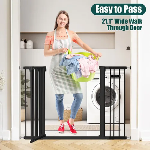 Vista 5 de keny Puerta de bebé de 29.7 a 46 pulgadas para escaleras, puertas de perro con cierre automático para puertas, montada a presión, sin perforación