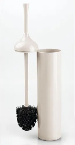 Vista 7 de mDesign Escobilla de inodoro independiente de plástico compacto y extra delgado para almacenamiento y organización del baño, cepillo resistente