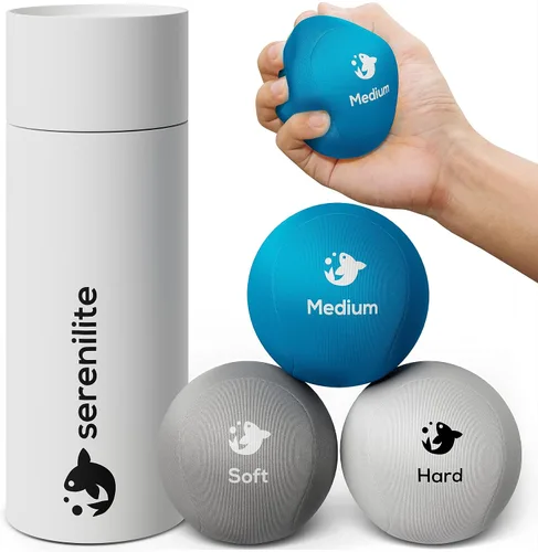 Vista 3 de Serenilite - Juego de pelotas antiestrés de terapia para manos, de tres densidades, para adultos y fortalecimiento del agarre