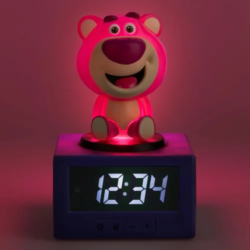 Vista 4 de Paladone Toy Story Lotso - Reloj despertador digital con luz nocturna y música, reloj de dormitorio con licencia oficial de Disney Pixar para niños