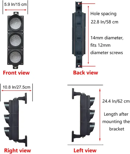 Vista 7 de Juego de luces de tráfico/parada/marcha de 100mm (4 pulgadas) AC85-265V, carcasa de PC impermeable IP65 (controlador de 103 botones)