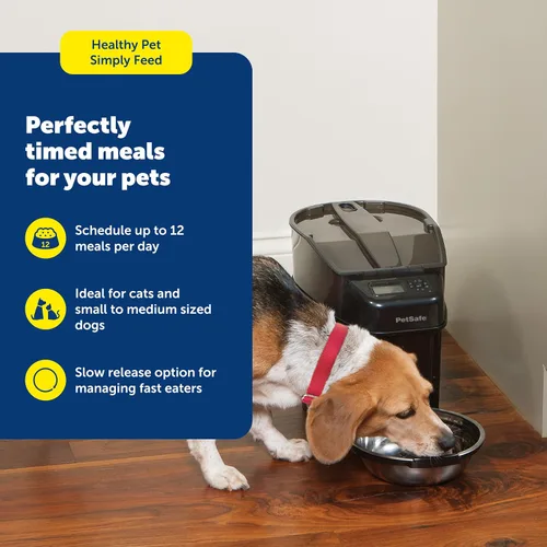 Vista 2 de Alimentador automático para mascotas PetSafe, talla única Se ajusta a todos Schedules up to 12 Meals/Day, Portions 1/8 to 4 Cups, Slow Release for