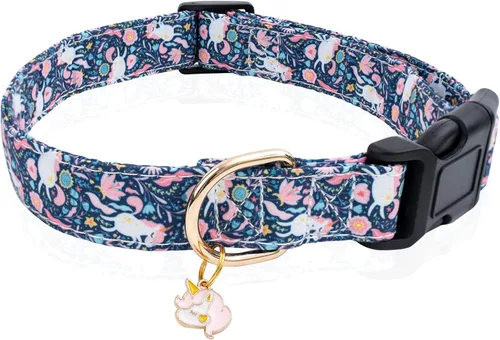 Vista 25 de Faygarsle - Collar de algodón para perros, collar de diseñador para hembras, tamaños pequeños, medianos y grande, diseño de flores con dijes de Beige