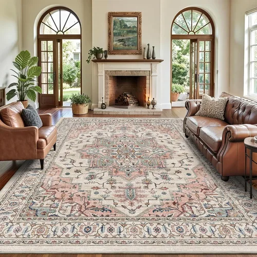 Vista 19 de Alfombra de pasillo vintage de 2 x 6 pies de pelo bajo Marrón beige