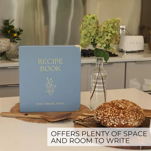 Vista 5 de Carpeta estética de recetas de 8.5 x 11 pulgadas con cubierta impermeable, el libro de recetas perfecto con fundas de plástico para escribir tus