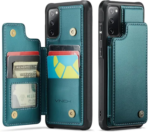 Vista 12 de Vinich - Funda tipo cartera para Samsung Galaxy S20 FE con tarjetero, color negro Ranuras de crédito con bloqueo RFID, soporte para teléfono a
