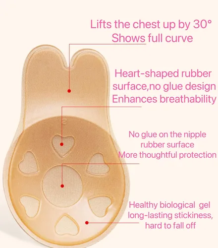 Vista 6 de RULASIN Fundas sin pezón, cinta de silicona para levantamiento de senos, brasier invisible adhesivo reutilizable para mujer