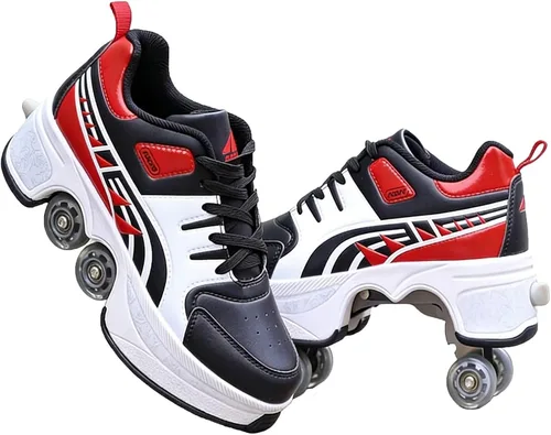 Vista 13 de 2-in-1 Roller Skates & Sneakers with Retractable Wheels - Convertible Lightweight Outdoor Fitness Shoes for Women, Men & Children - Unisex Kick