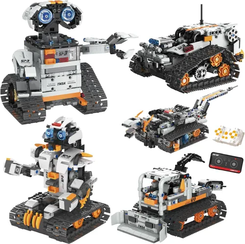 Vista 12 de Kit de construcción de robot rastreador STEM 2 en 1, aplicación y control remoto 2.4G, bloques técnicos de codificación de vehículos transformables